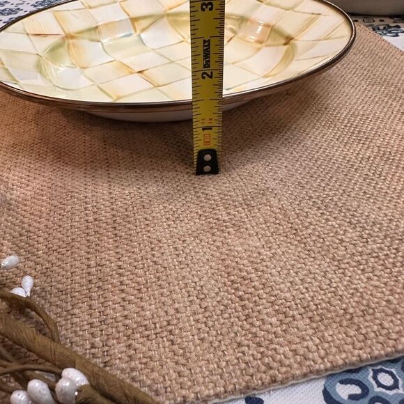 MacKenzie-Childs 4 Piece Pasta Bowl in Parchment Check Pattern - Picture 11 of 11